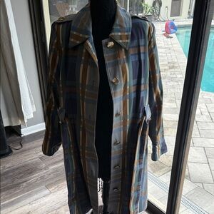 CAbi Multicolor Plaid trench coat